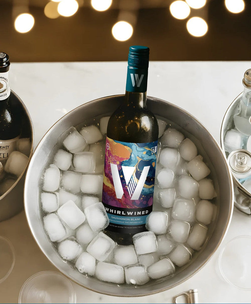 Whirlwined Sauvignon Blanc chills in an ice bucket for a polished, alcohol-free pour.